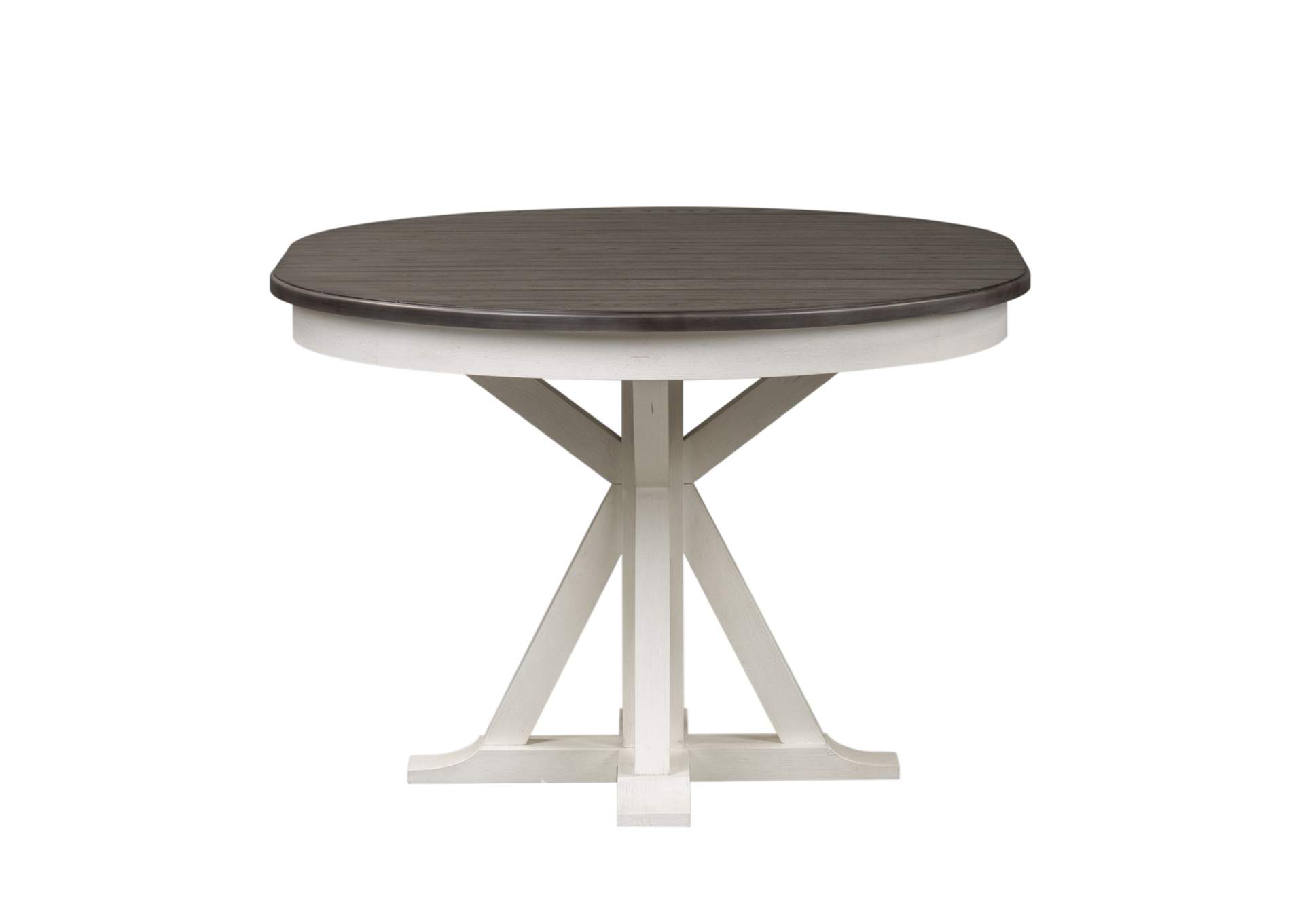 Allyson Park White/Black Round Extension Leaf Dining Table,Liberty