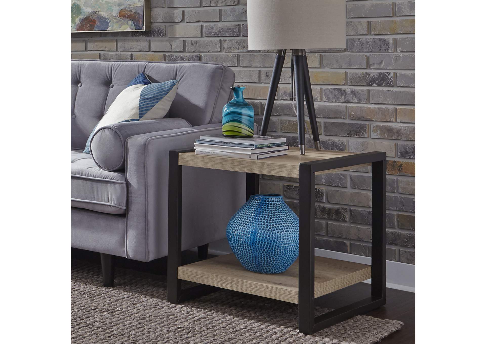 Sun Valley End Table w/ Faux Metal,Liberty