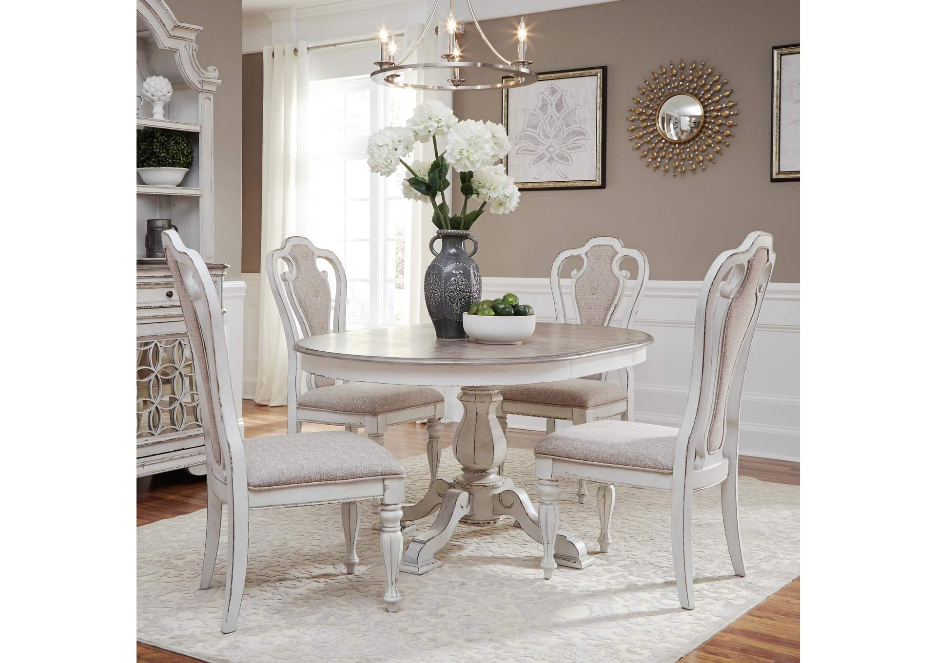 Magnolia Manor Opt 5 Piece Pedestal Table Set,Liberty