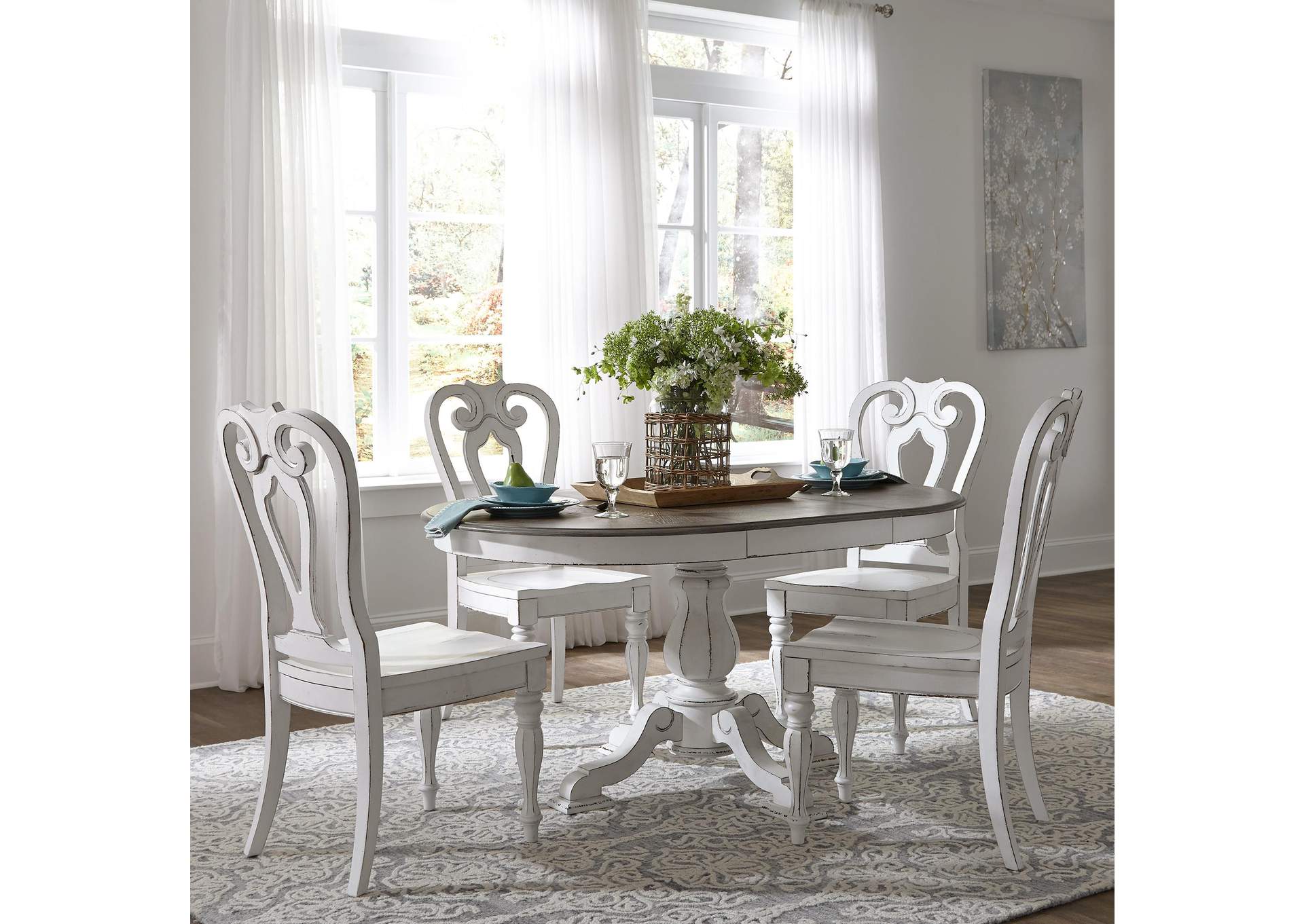 Magnolia Manor 5 Piece Pedestal Table Set,Liberty