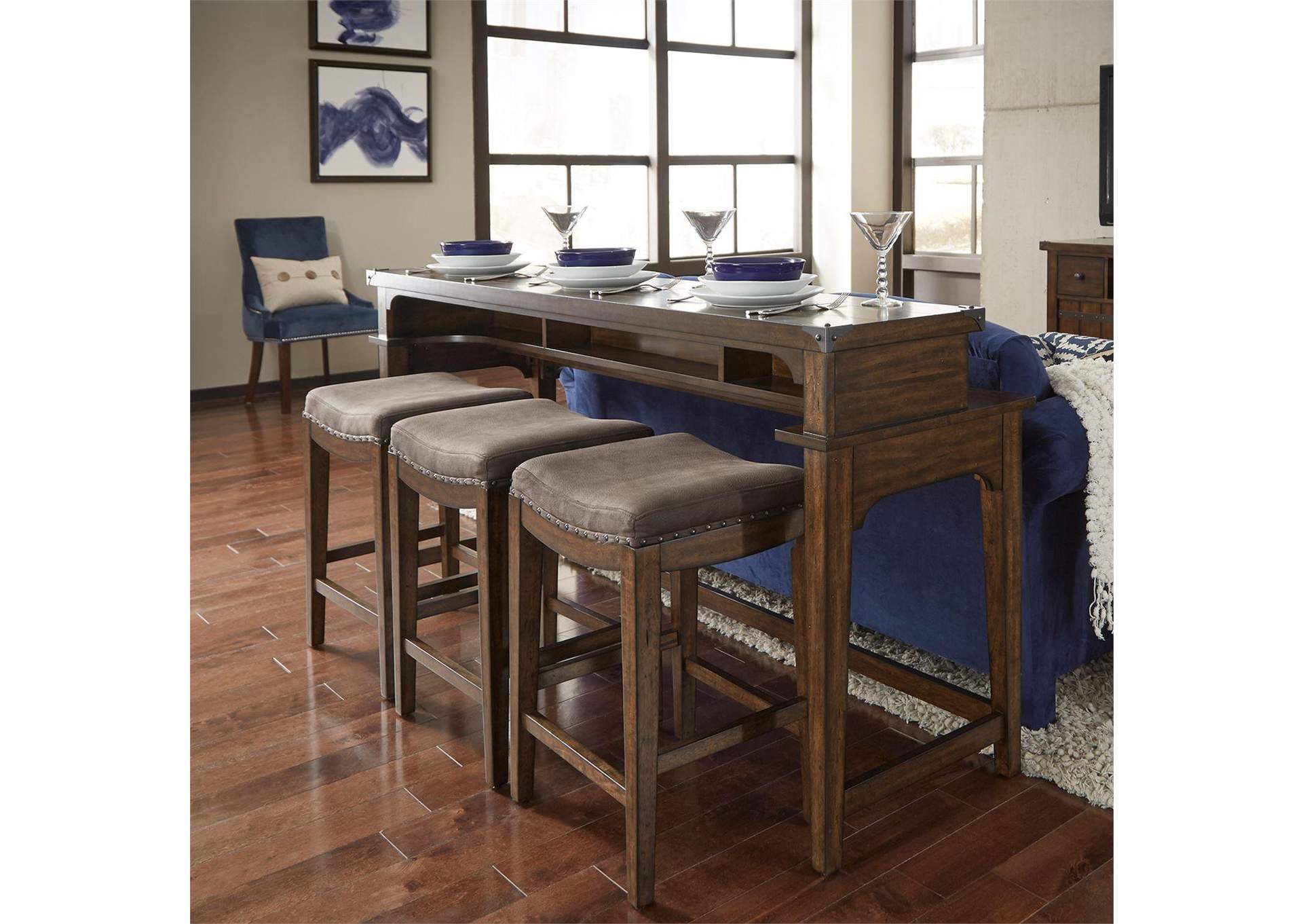 Aspen Skies 4 Piece Console Set (1 - Console 3 - Stools),Liberty