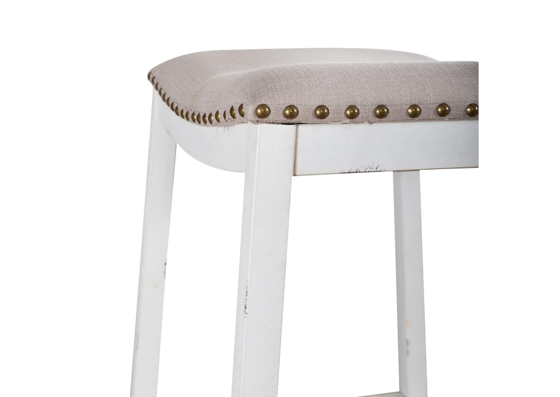 Vintage Series Backless Upholstered Barstool - Antique White,Liberty