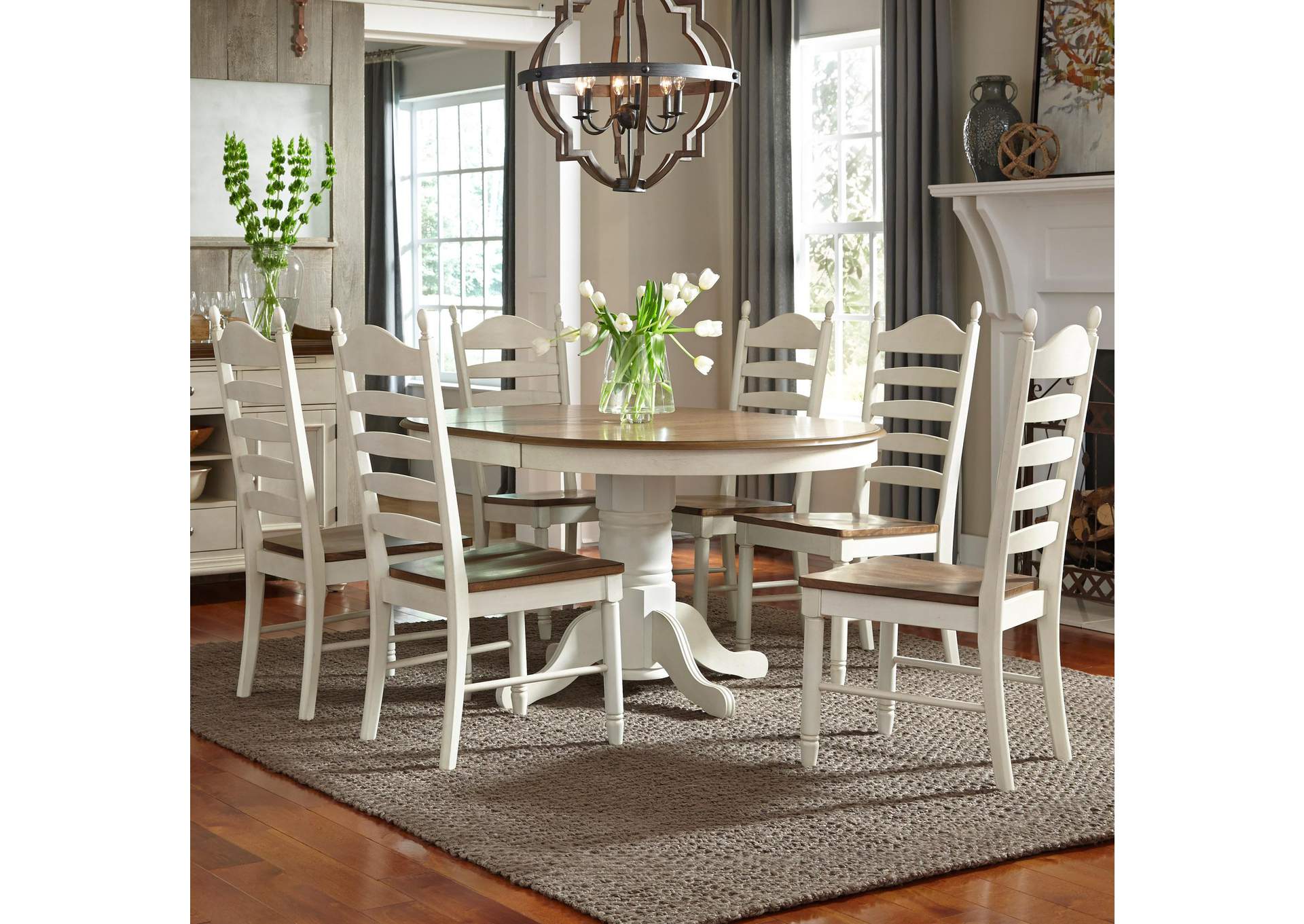 Springfield 7 Piece Pedestal Table Set,Liberty