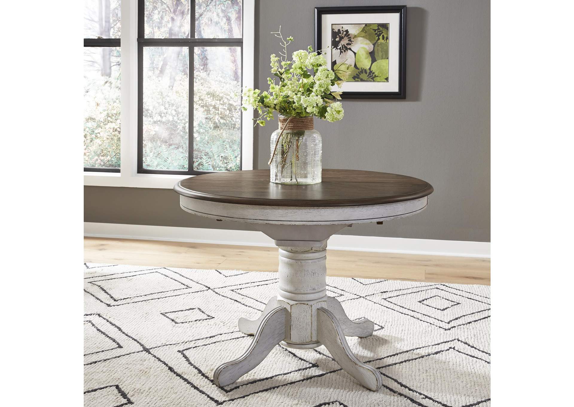 Carolina Crossing Pedestal Table Set - White,Liberty