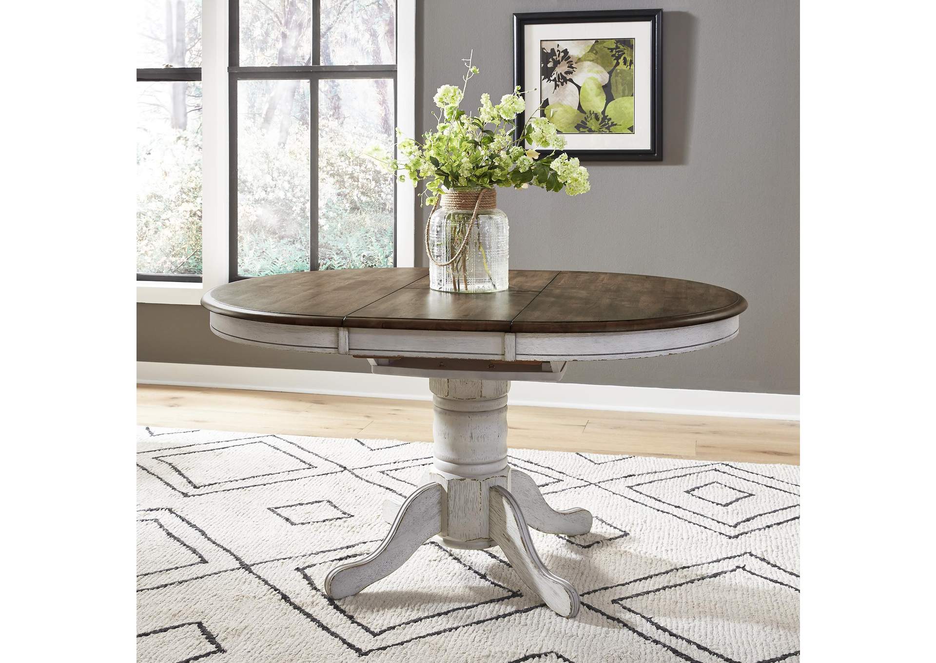 Carolina Crossing Pedestal Table Set - White,Liberty