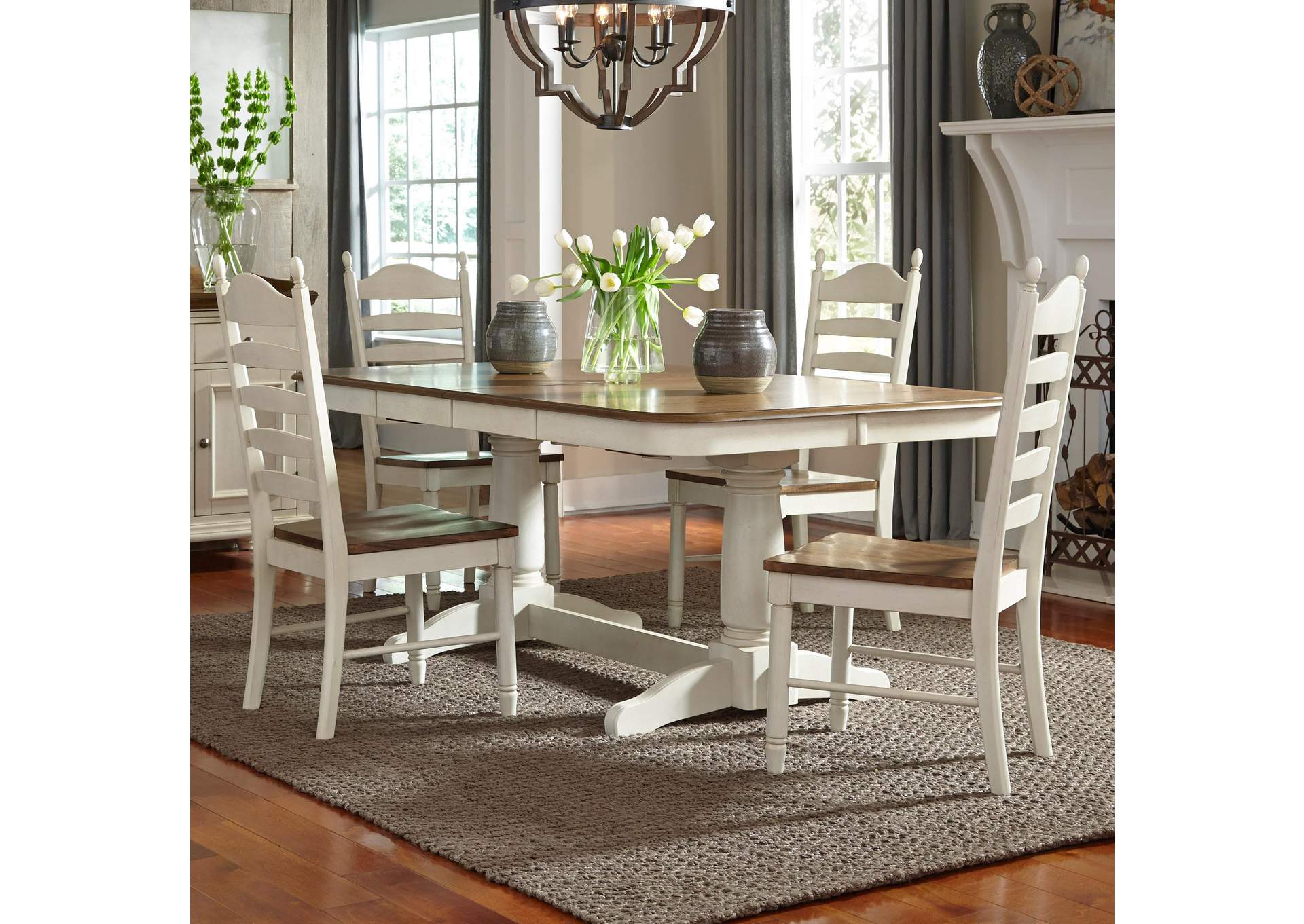 Springfield 5 Piece Double Pedestal Table Set,Liberty