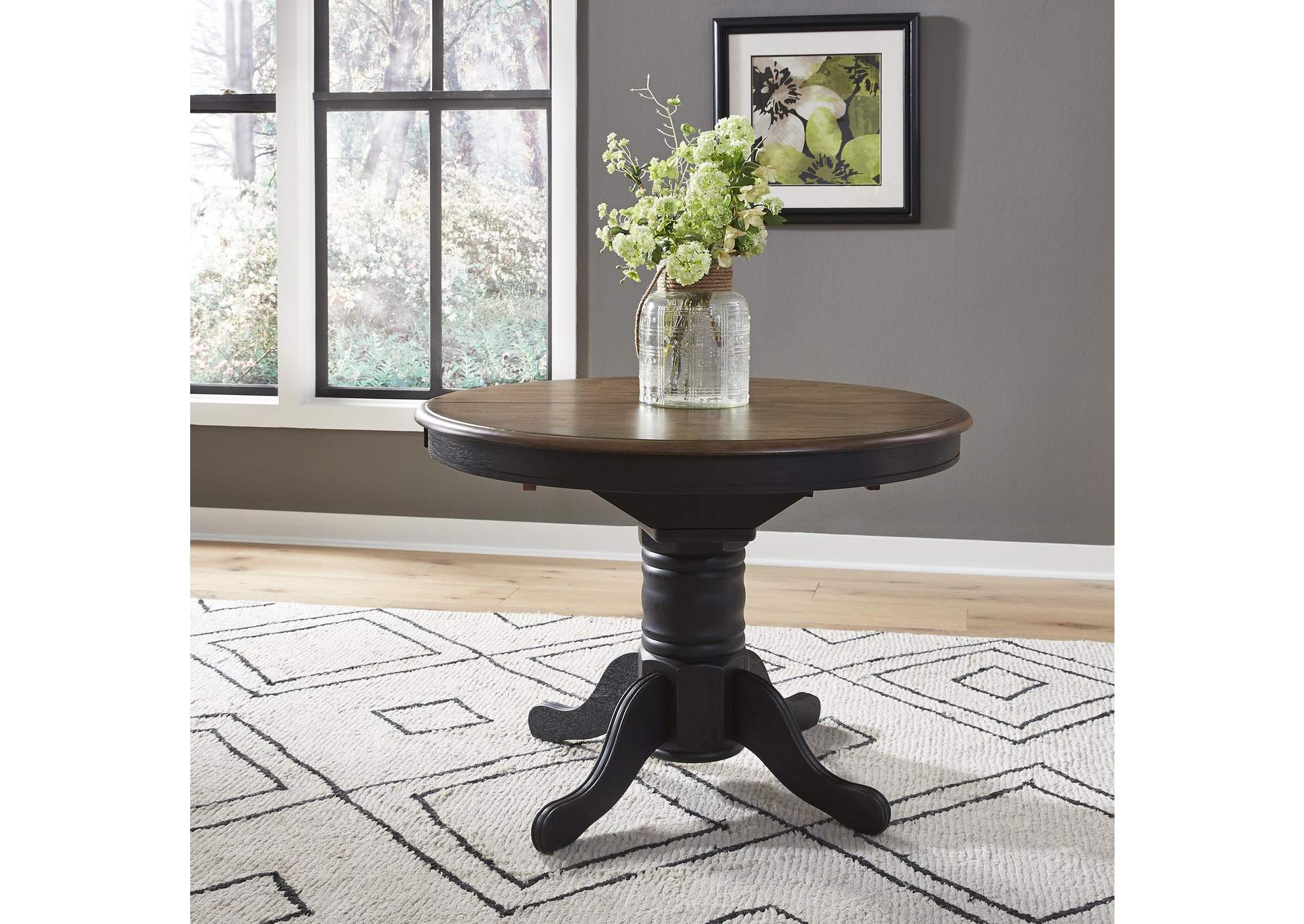 Carolina Crossing Pedestal Table Set - Black,Liberty