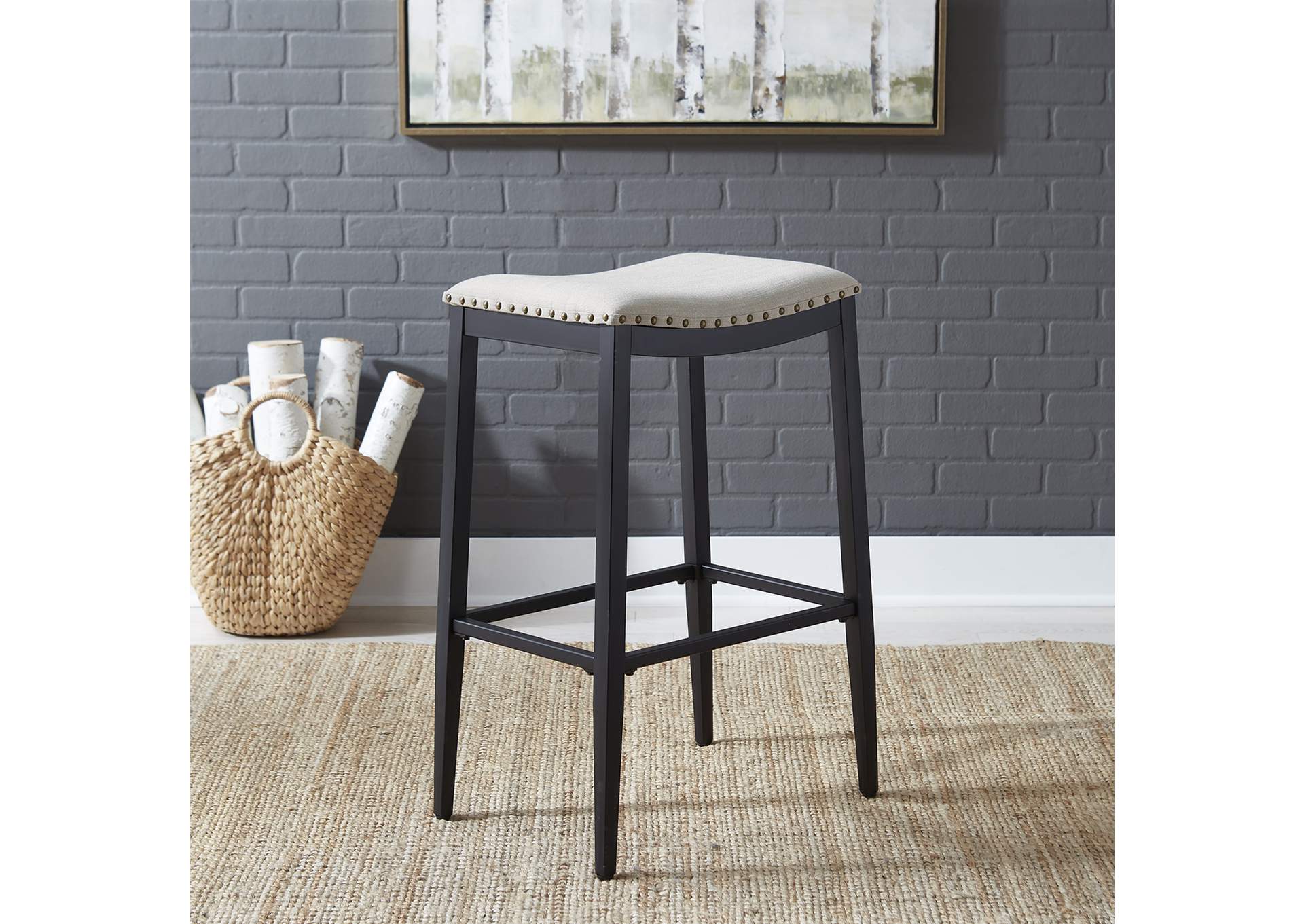 Vintage Series Backless Upholstered Barstool - Black,Liberty