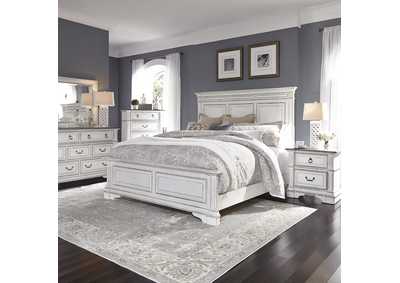 Abbey Park California King Panel Bed, Dresser & Mirror, Chest, Nightstand