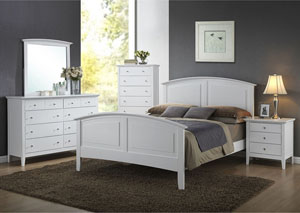 Daniels White Full Panel Bed w/ Dresser and Mirror