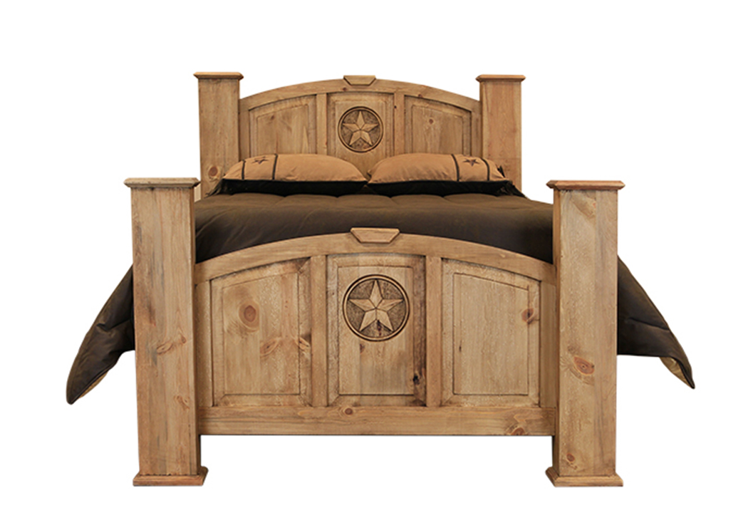 Mansion Queen Poster Bed w/Star,L.M.T. Rustic