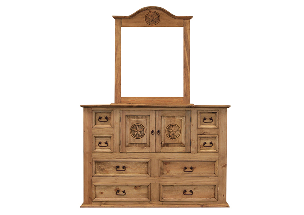 Mansion 9 Drawer Dresser w/Star,L.M.T. Rustic