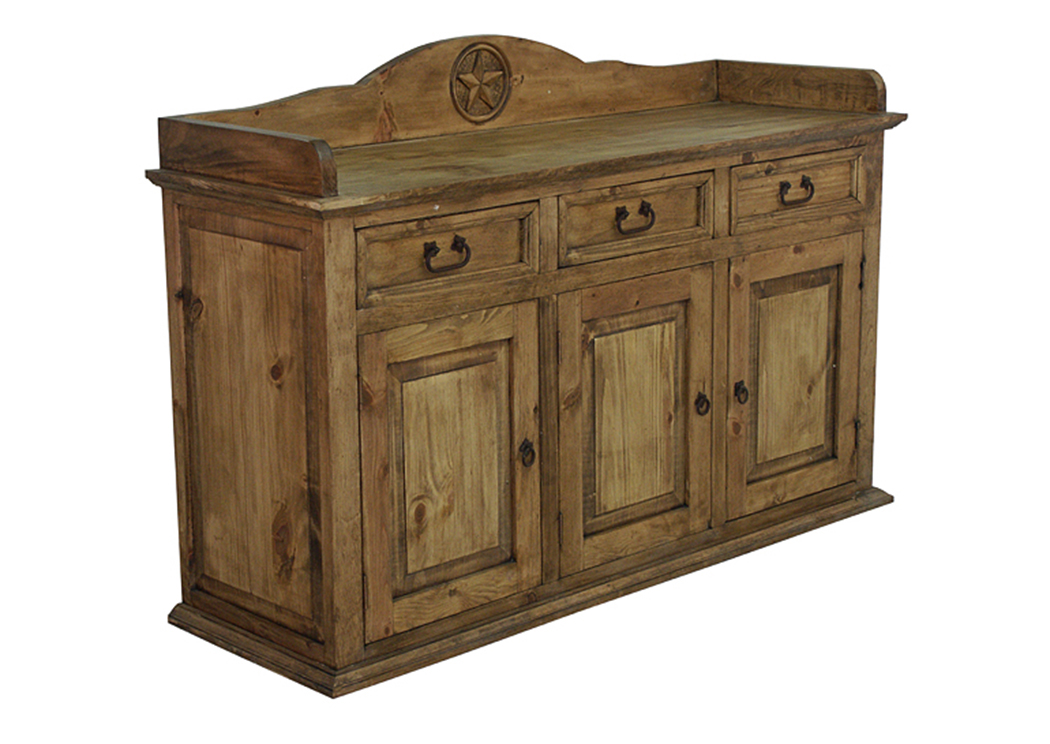 Pine Server/Buffet w/Star,L.M.T. Rustic