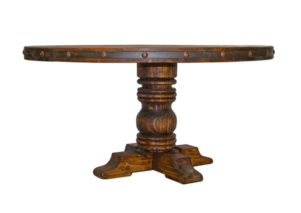 Wooden 60" Round Top Table,L.M.T. Rustic