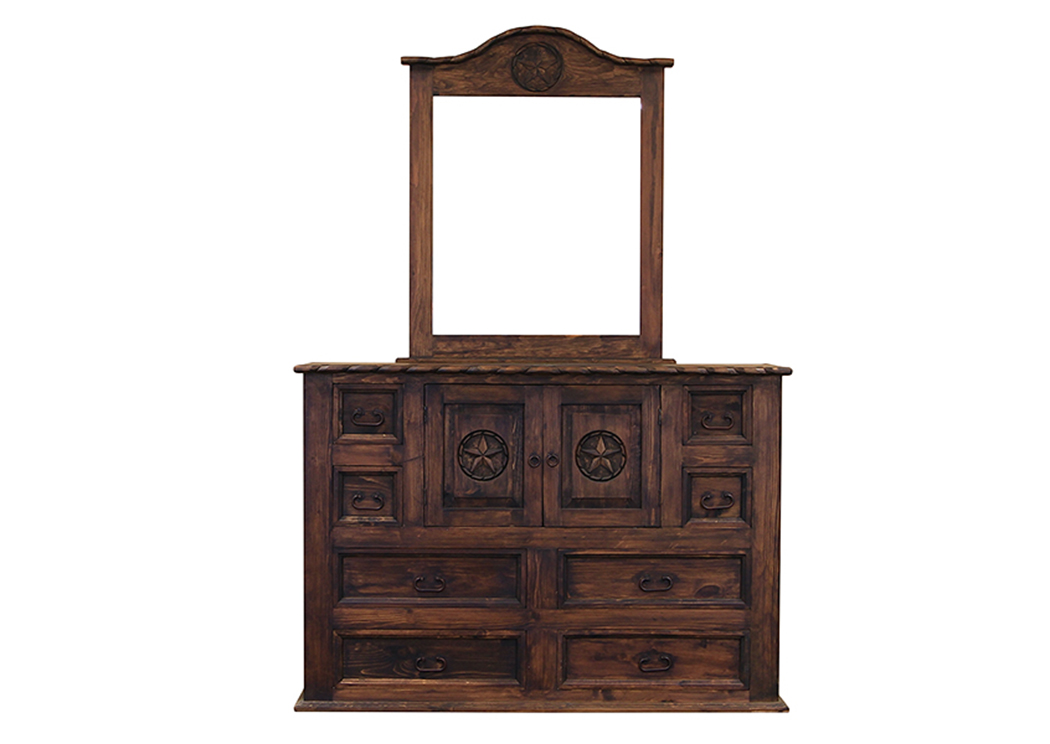 Mansion Medio Dresser w/Mirror w/Rope and Star,L.M.T. Rustic