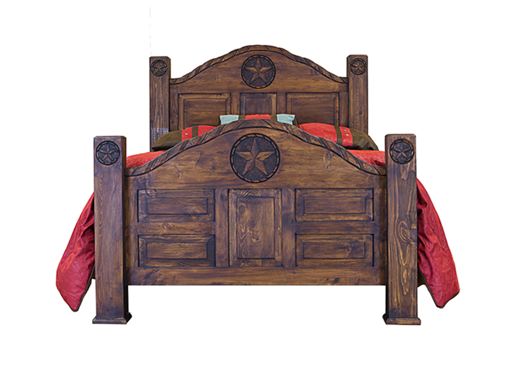 Queen Medio Finish Poster Bed w/Rope and Star,L.M.T. Rustic