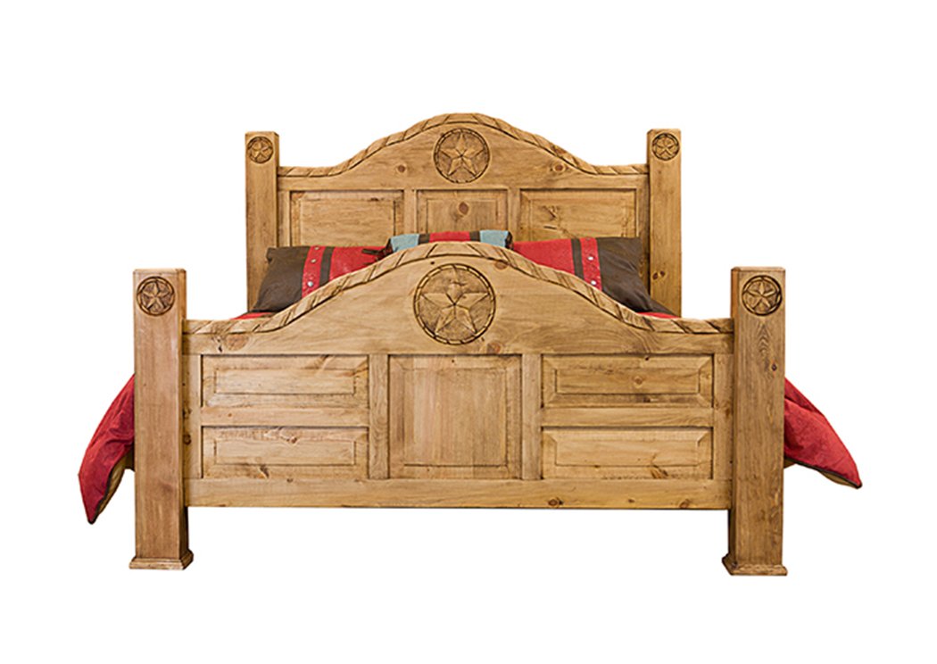 Queen Poster Bed w/Rope and Star,L.M.T. Rustic