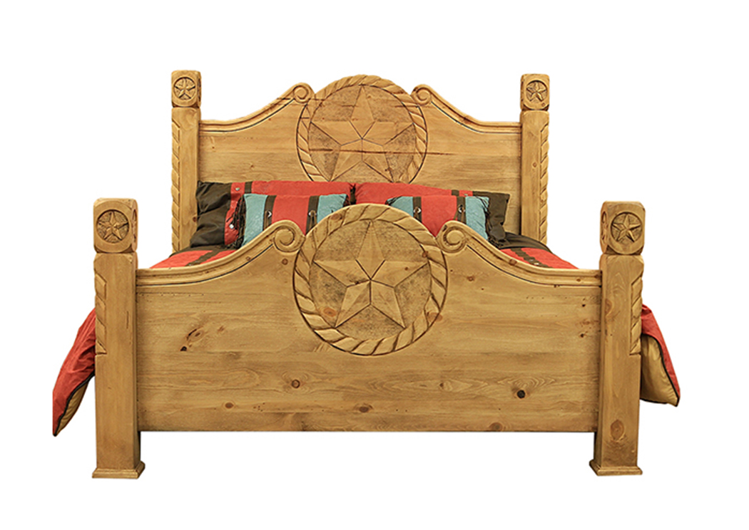 King Country Bed w/Rope and Star,L.M.T. Rustic