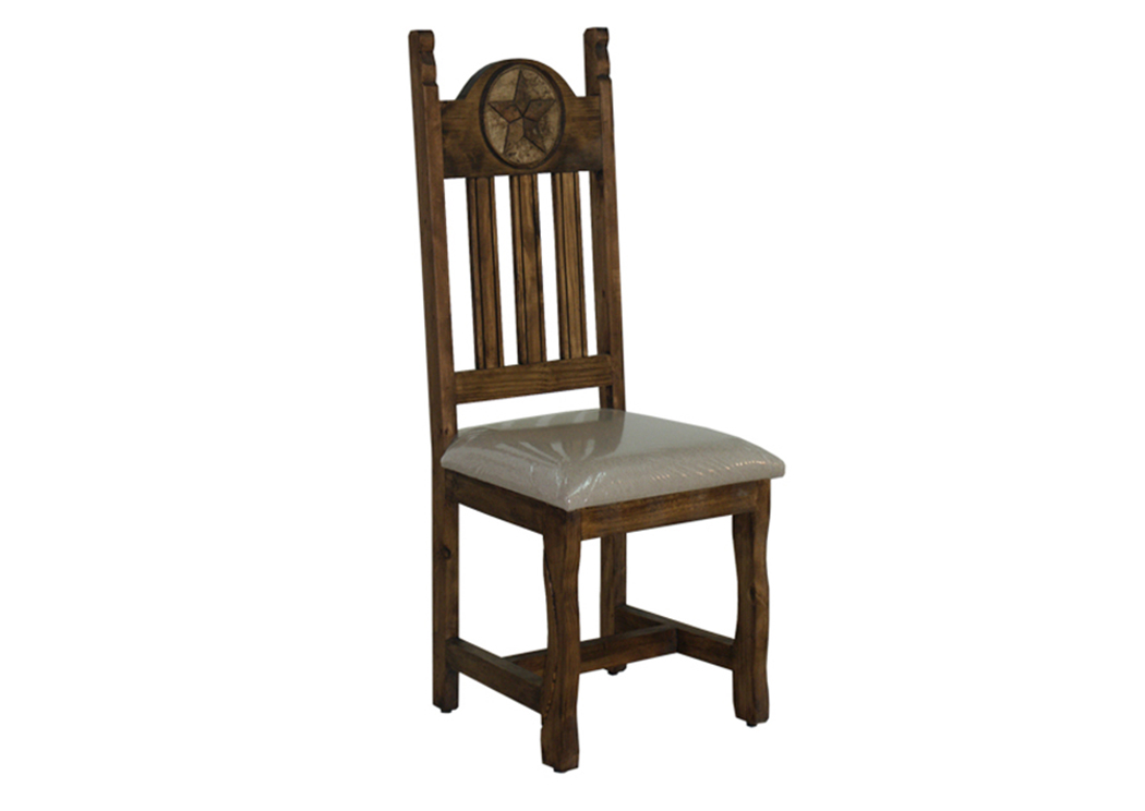 Medio Finish Dining Chair w/Cushion & Stone Star,L.M.T. Rustic