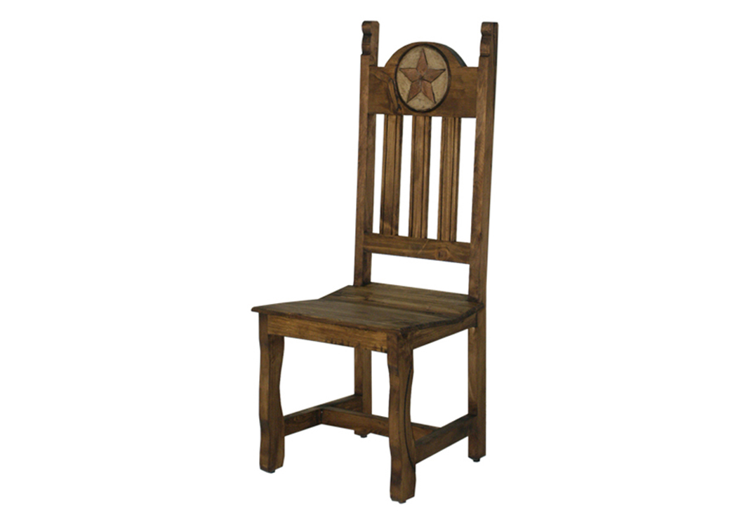 Medio Finish Dining Chair w/Wood Seat & Stone Star,L.M.T. Rustic