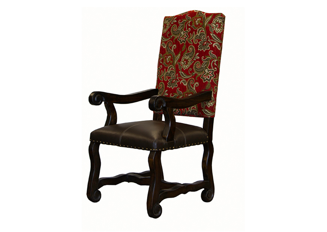 Medio Lanquer Arm Chair w/Cloth & Leather,L.M.T. Rustic