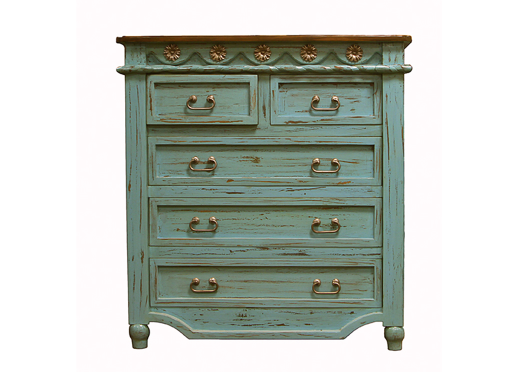 Turquoise Grande Drawer Chest,L.M.T. Rustic