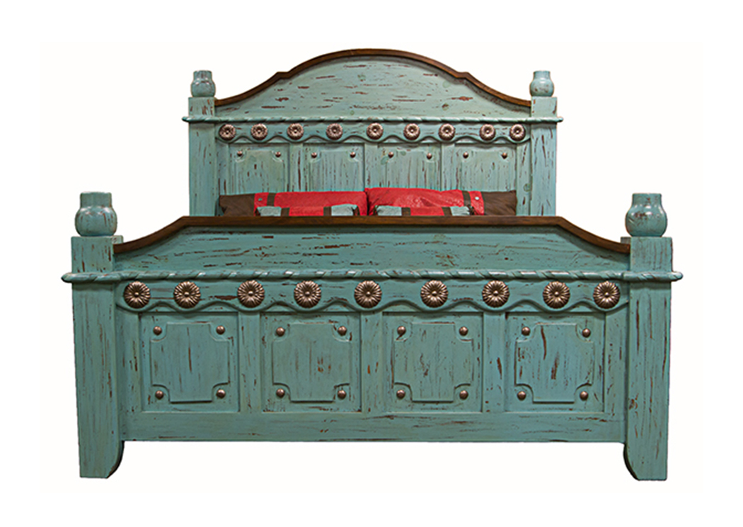 Turquoise Grande King Bed,L.M.T. Rustic