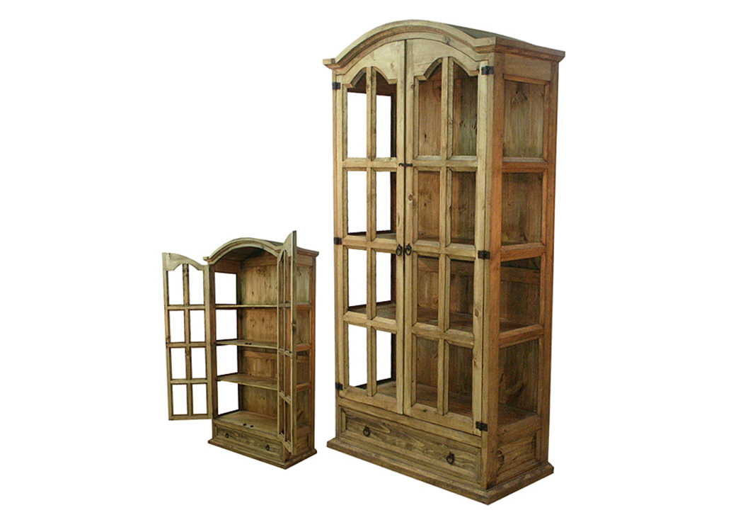 Honey Finish Display Cabinet/Curio,L.M.T. Rustic