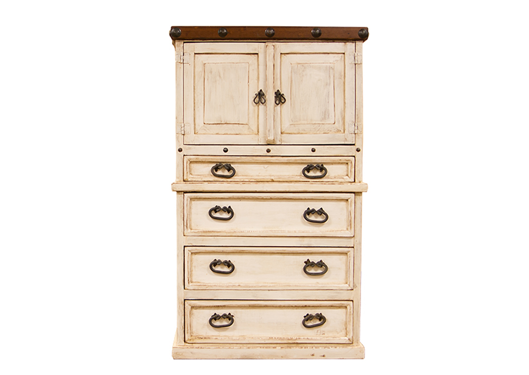 Don Carlos White Drawer Chest,L.M.T. Rustic