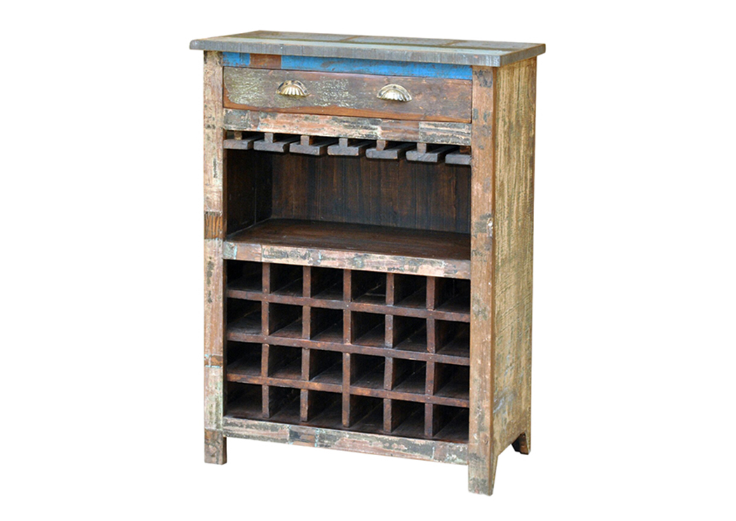 Reclaimed Painted Wood Wine Cabinet,L.M.T. Rustic