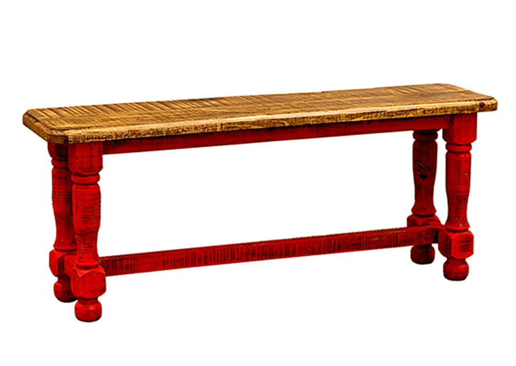 Red 4' Bench,L.M.T. Rustic