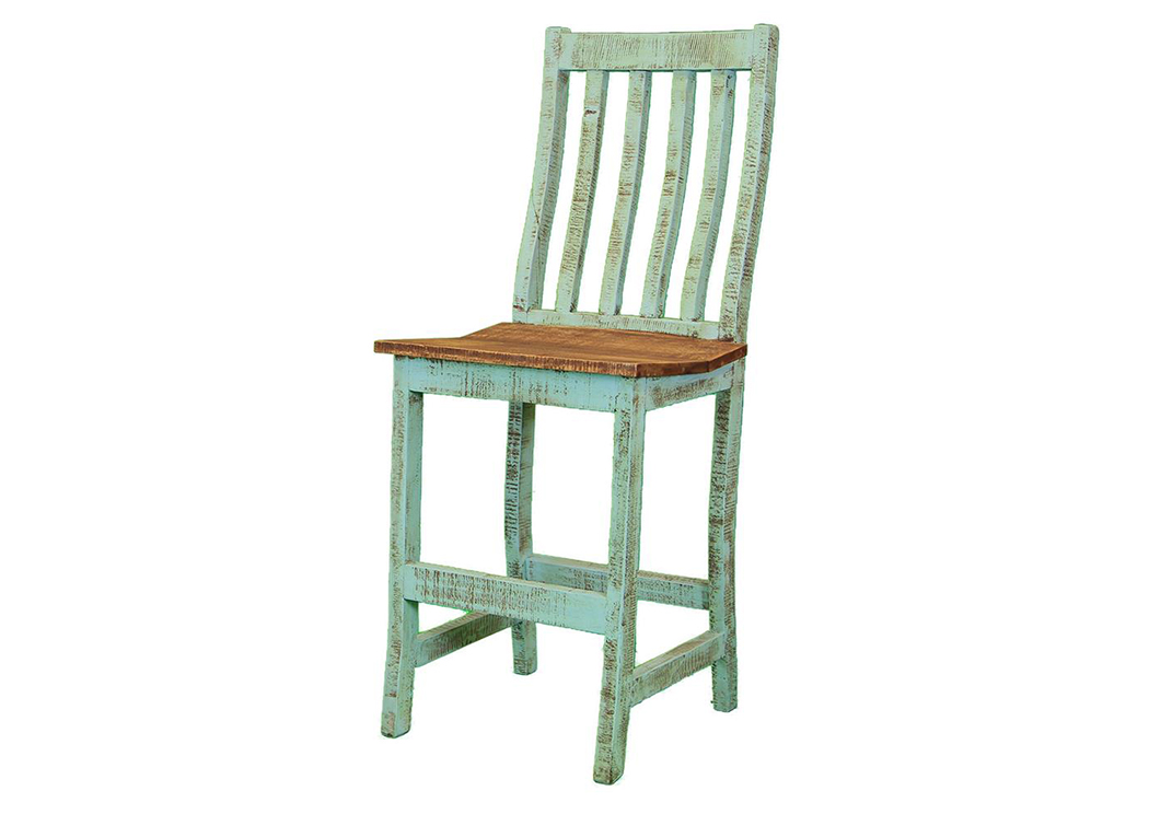 Santa Rita 24" Turquoise Barstool,L.M.T. Rustic