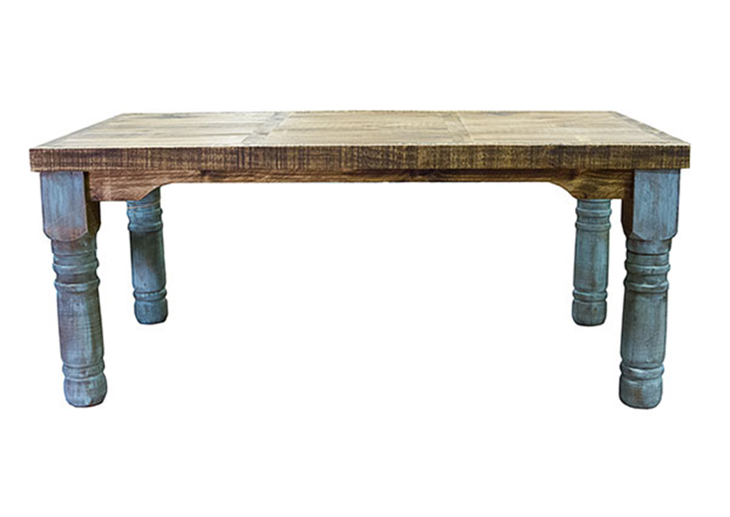 Turquoise 6' Colorwash Dining Table,L.M.T. Rustic