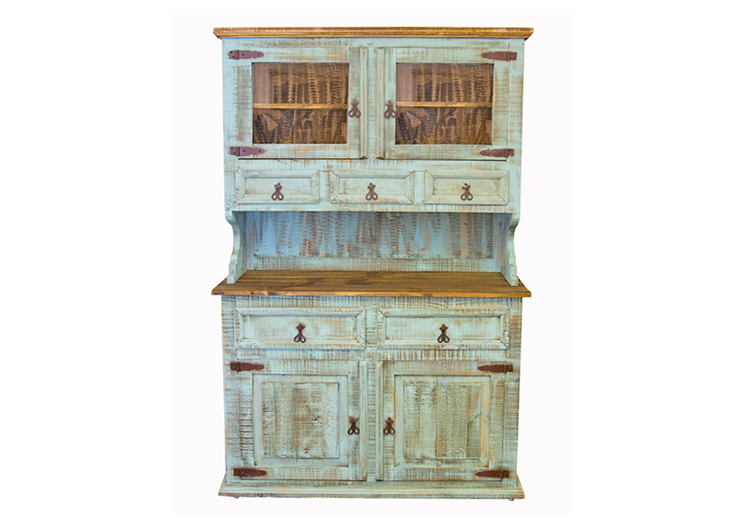 Turquoise 2 Piece China Cabinet,L.M.T. Rustic