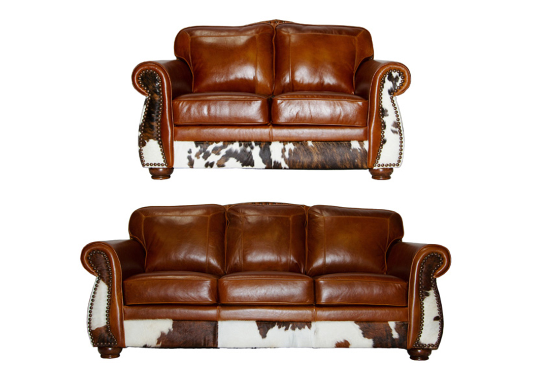 Leather/Cowhide Sofa & Loveseat Sets,L.M.T. Rustic