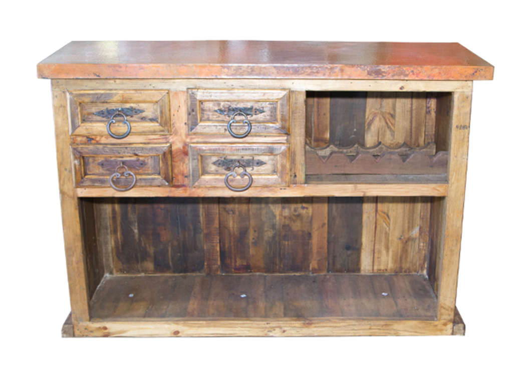 Old Wood Bar w/ 21" x 64" Copper Top,L.M.T. Rustic