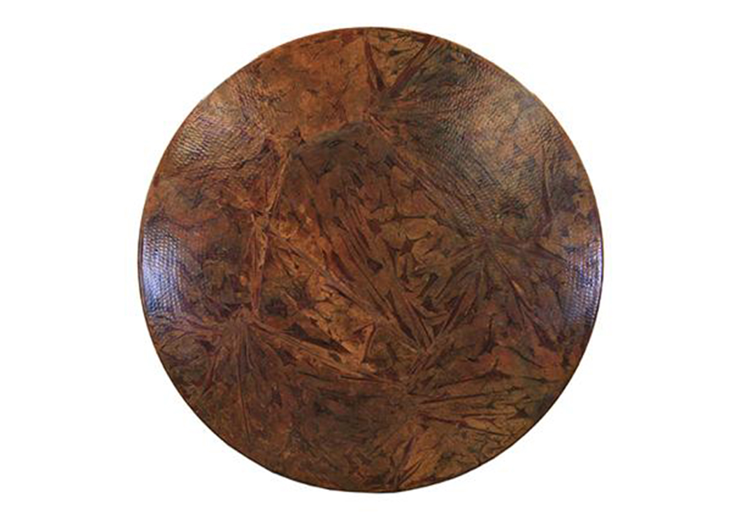 60" Round Otono Copper Top Dining Table w/Pedestal Base,L.M.T. Rustic