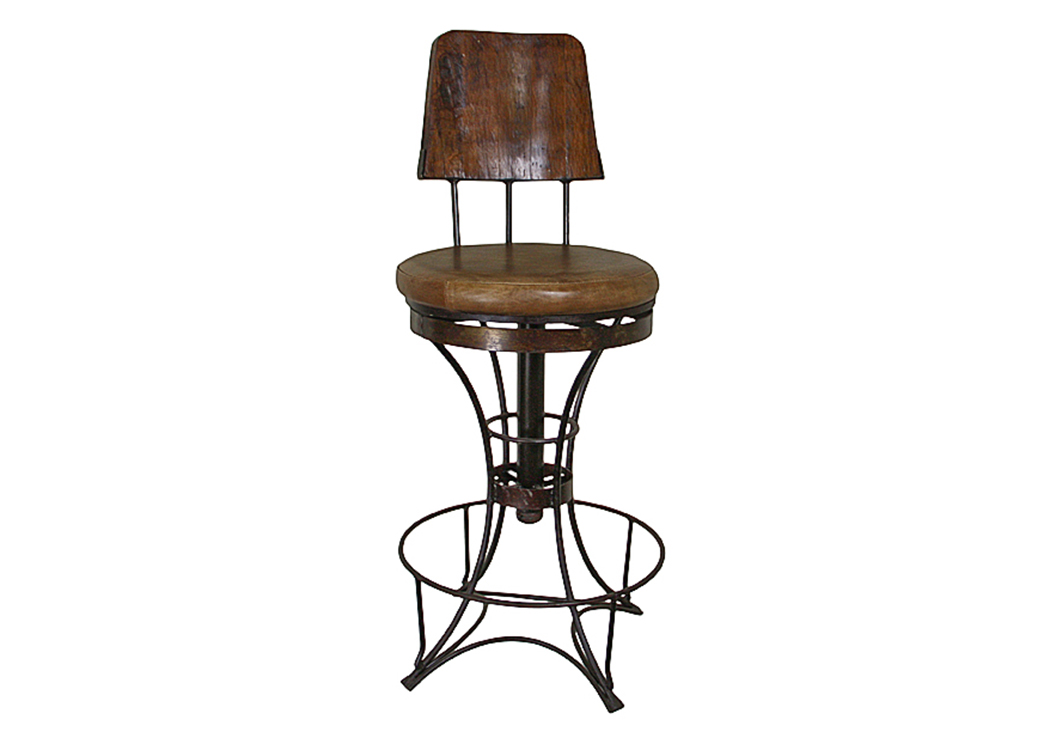 Swivel Barstool w/Iron Base 24",L.M.T. Rustic