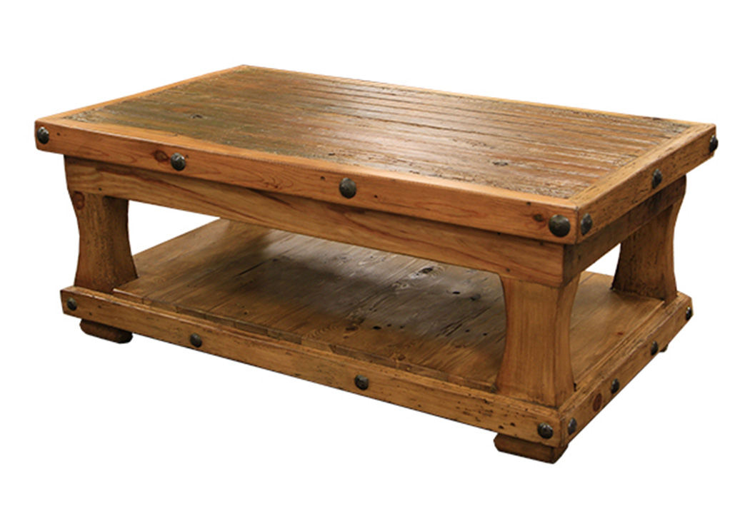 Rectangular Coffee Table w/Shelf,L.M.T. Rustic