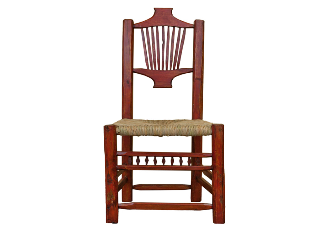 Red Resplandor Chair w/Wicker Seat,L.M.T. Rustic