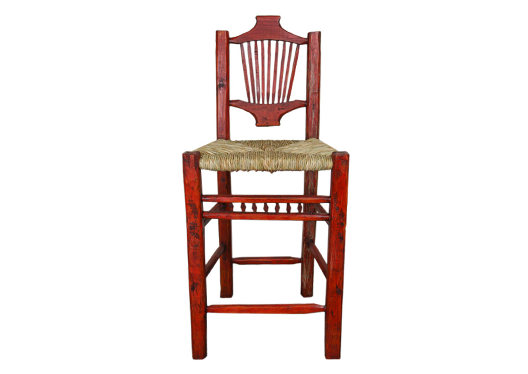 Red Resplandor 30" Barstool w/Wicker Seat,L.M.T. Rustic