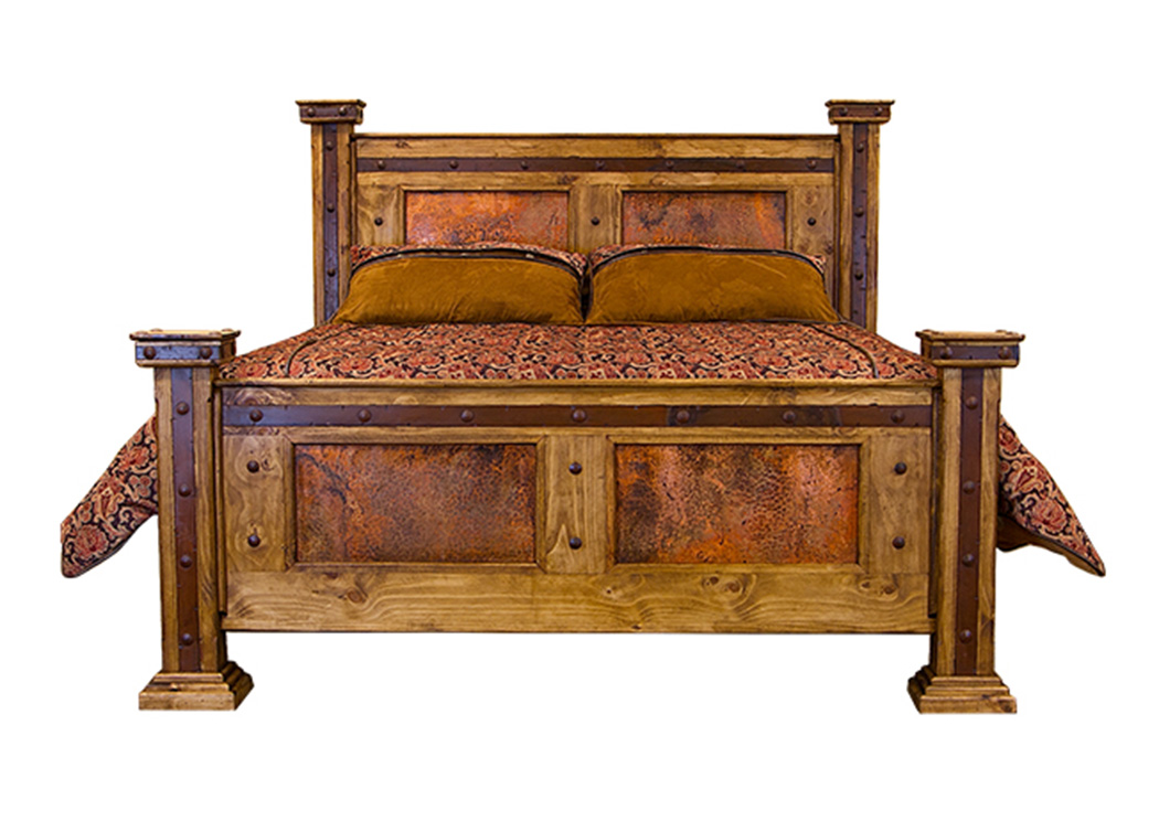 California King Bed w/Copper Panels,L.M.T. Rustic