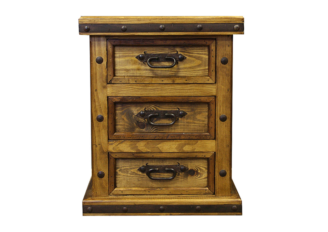 3 Drawer Nightstand,L.M.T. Rustic