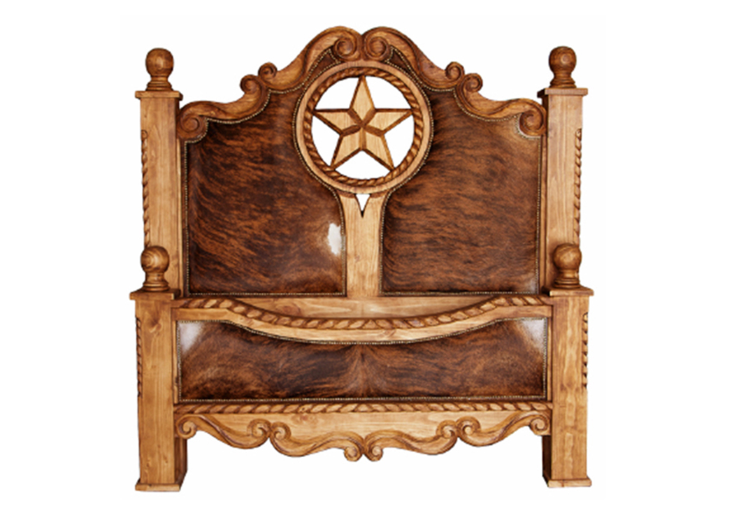 King Rope, Star & Cowhide Bed,L.M.T. Rustic