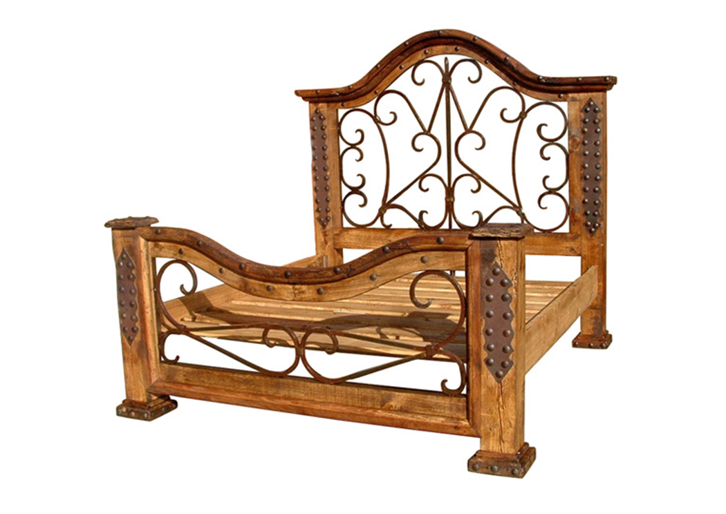 Queen Alamo Bed w/Iron Panels,L.M.T. Rustic