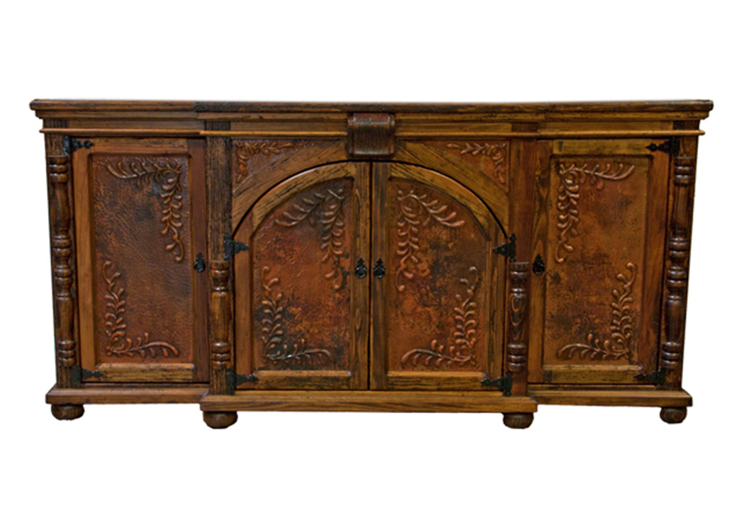 Four Door Old Wood Copper Buffet,L.M.T. Rustic