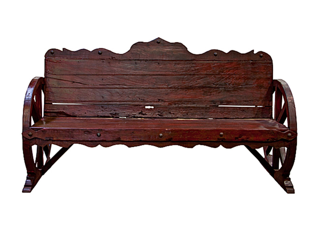 Wagon Wheel Bench,L.M.T. Rustic