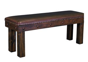 Image for Laguna 4" Medio Finish Wooden Bench w/Leather Seat