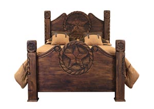 Image for Queen Medio Finish Country Bed w/Rope and Star