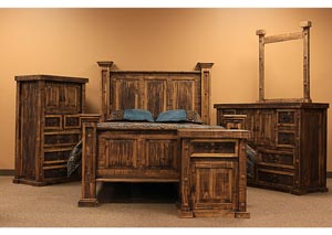 Image for Rough Pine Queen Bed w/Dresser and Mirror